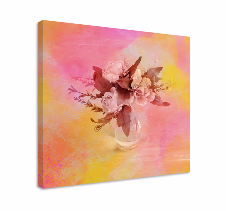 Romanttinen kukka-asetelma canvas-taulu - Tenstickers