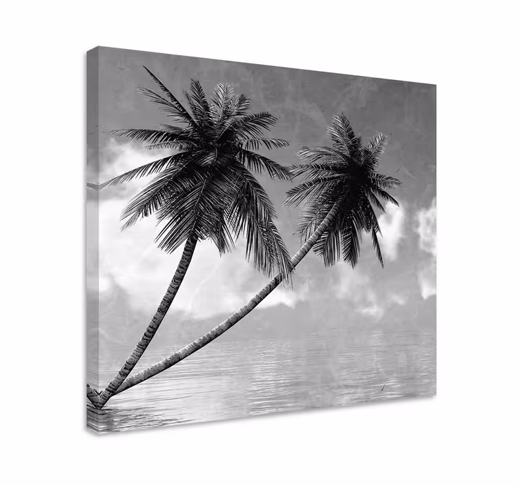 Ranta palmu maisema olohuone canvas - Tenstickers