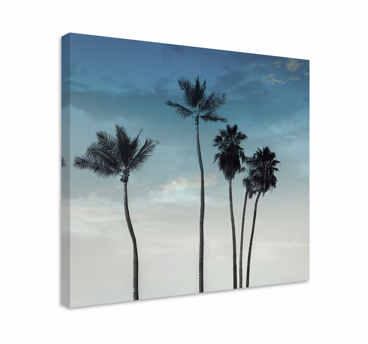 Palmupuusilhuetit puu canvas taulu - Tenstickers