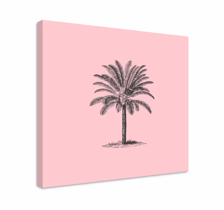 Vaaleanpunainen palmu suunnittelu ruokasali canvas - Tenstickers