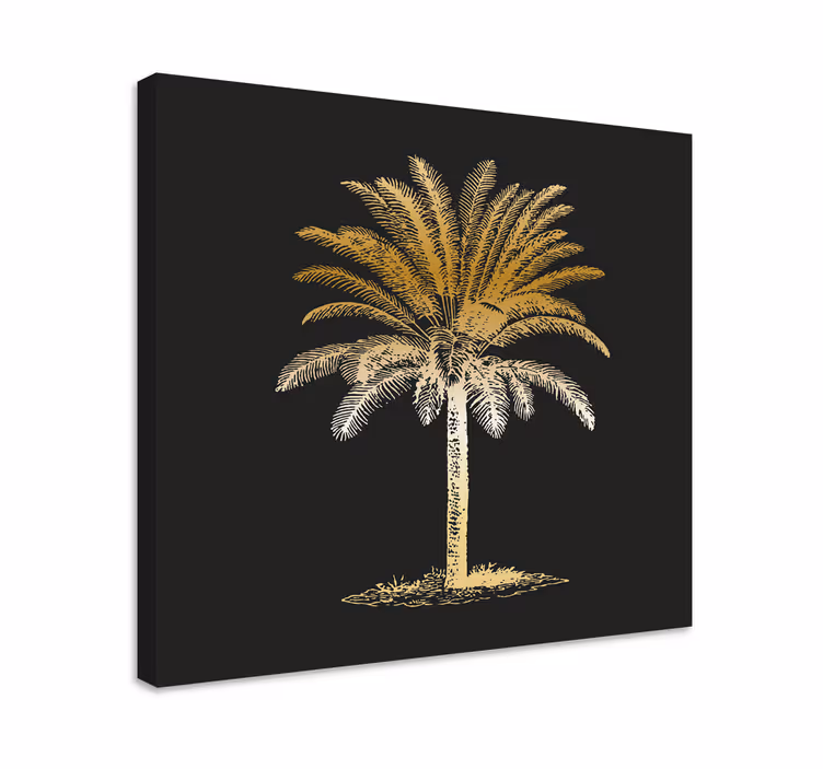 Kulta palmu ruokasali canvas - Tenstickers