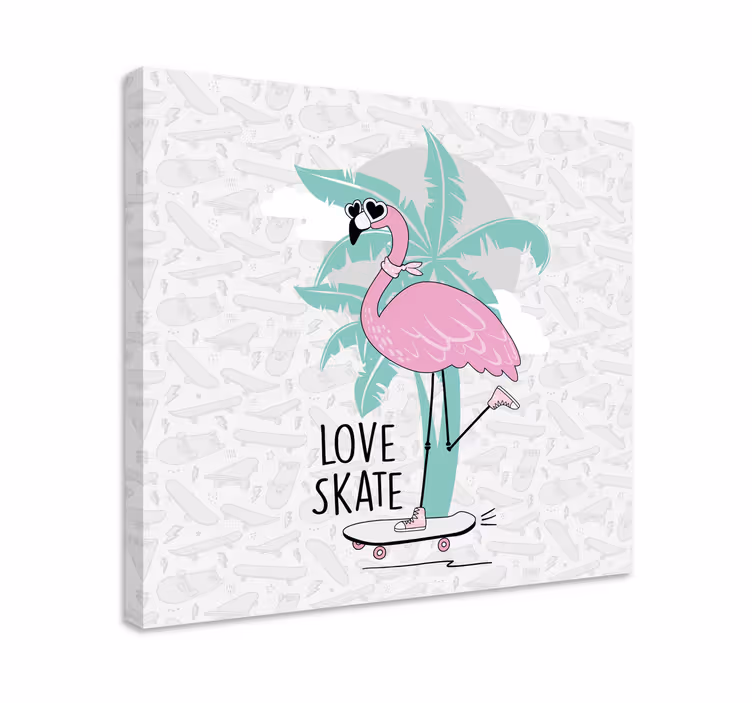 Käsin piirretty flamingo luistelu eläin canvas - Tenstickers
