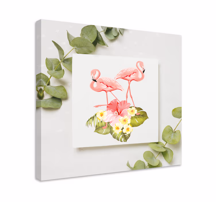 Kukka eksoottinen koristelu flamingo eläin canvas - Tenstickers