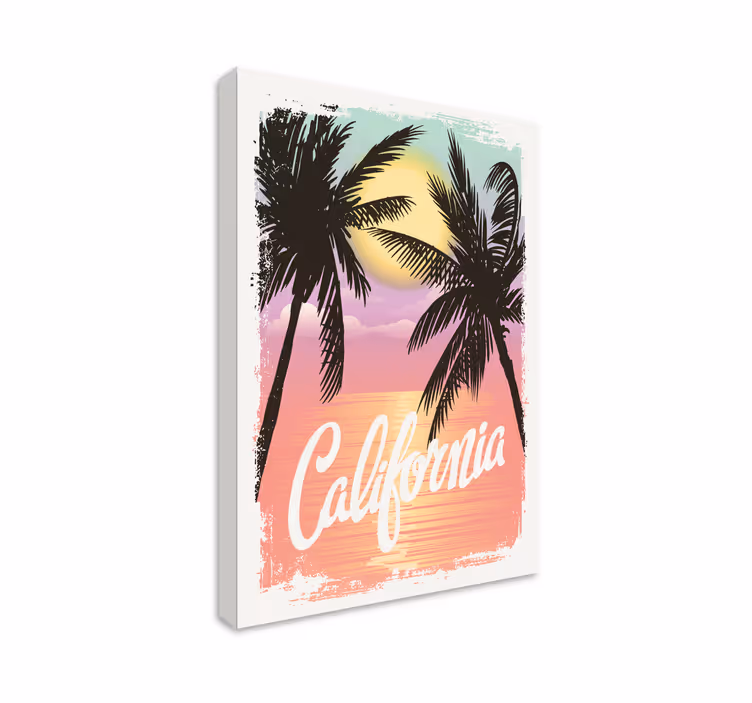 California beach typografia olohuone canvas - Tenstickers