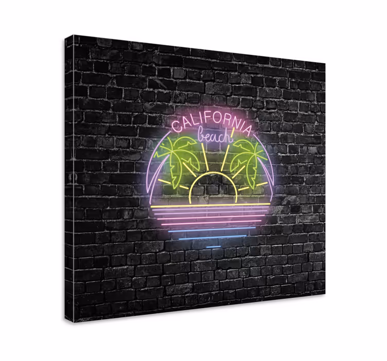 California beach neon teksti olohuone canvas - Tenstickers