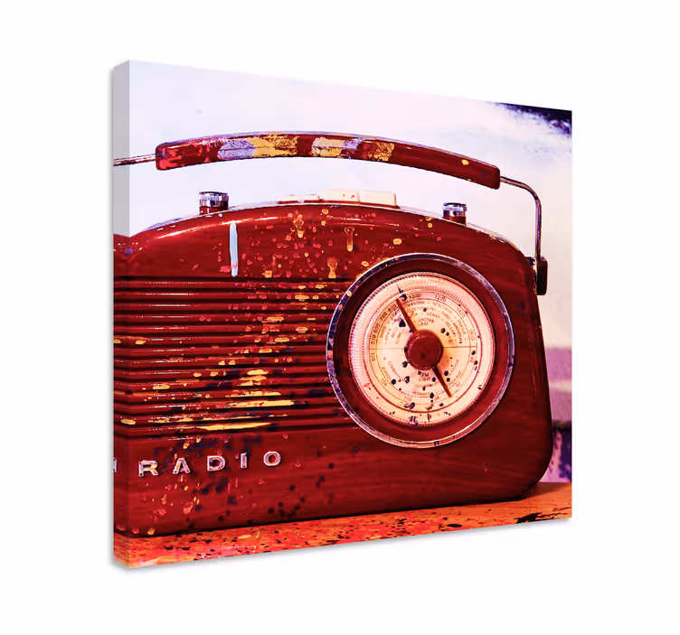 Punainen vintage radio vintage canvas - Tenstickers