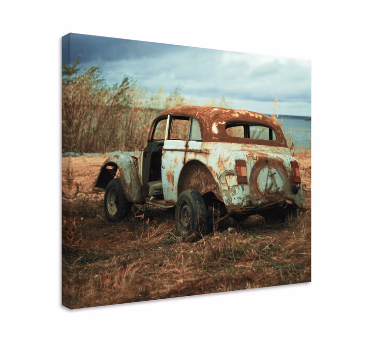 Vintage canvas taulu ruosteinen klassikkoauto - Tenstickers