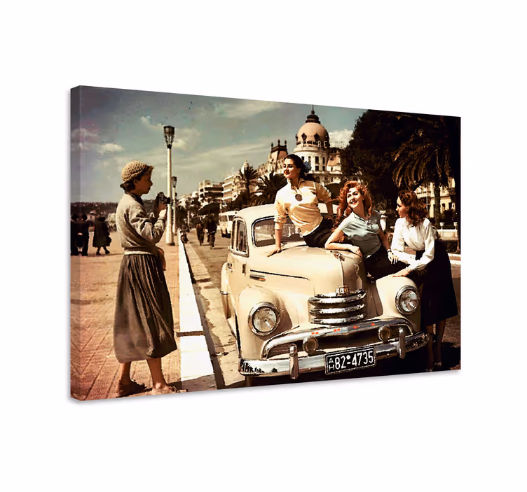 Vintage canvas taulu klassisista autoista - Tenstickers