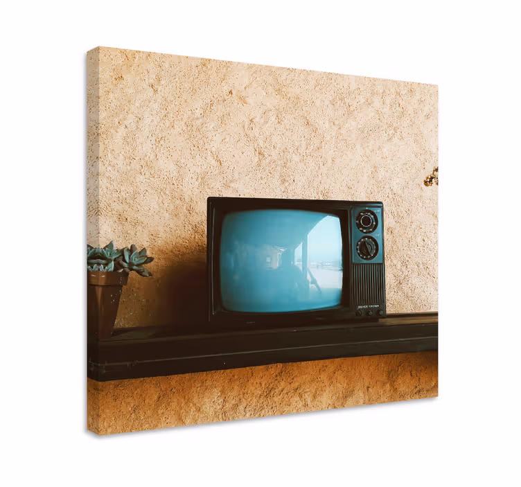 Alkuperäinen vanha vintage-tv olohuone canvas - Tenstickers