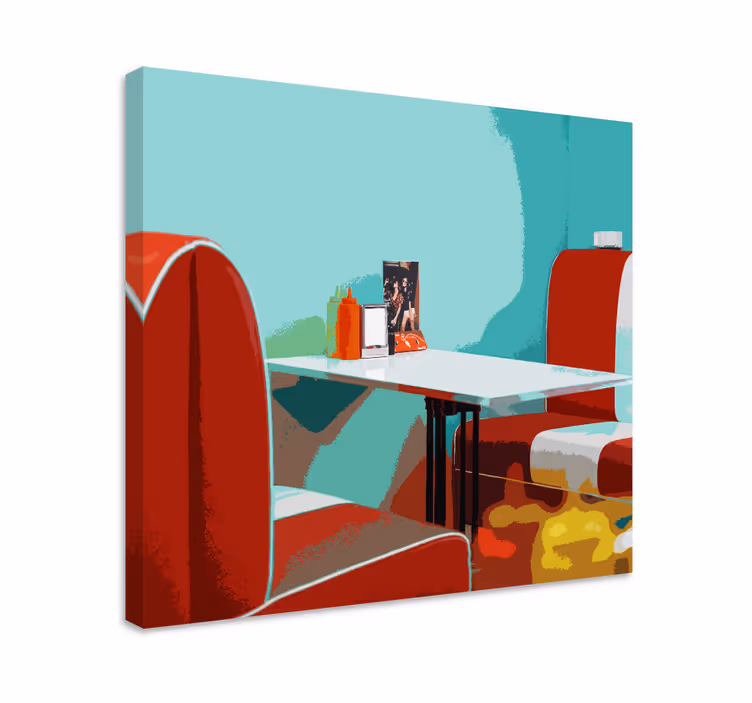 Retro vintage -ravintola olohuone canvas - Tenstickers