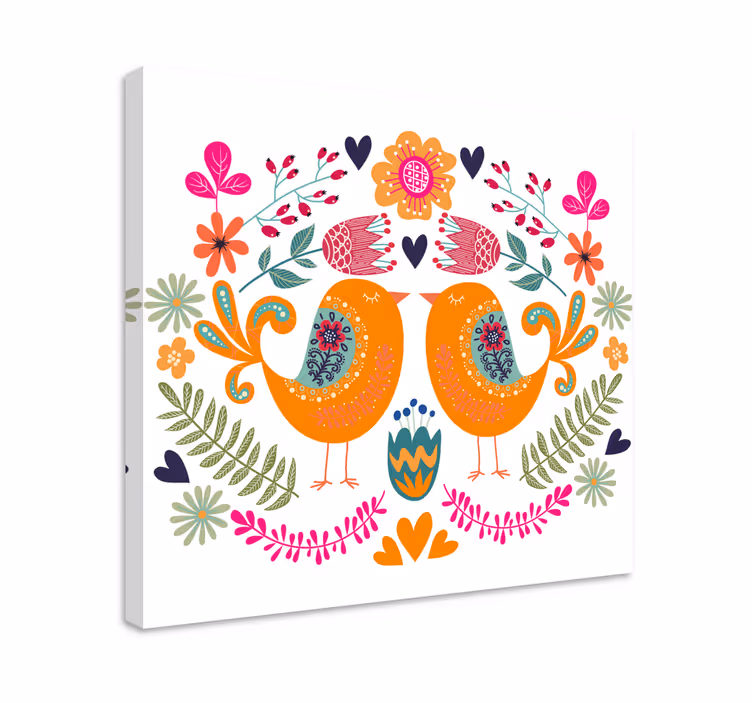 Rakkauslintujen taidecanvas-taulu - Tenstickers