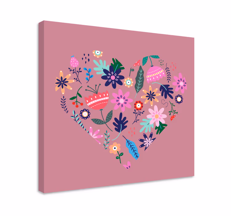 Sydänkukkakimppu canvas taulu - Tenstickers