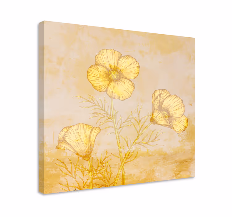 Kultainen kukka ja kasvi canvas taulu - Tenstickers
