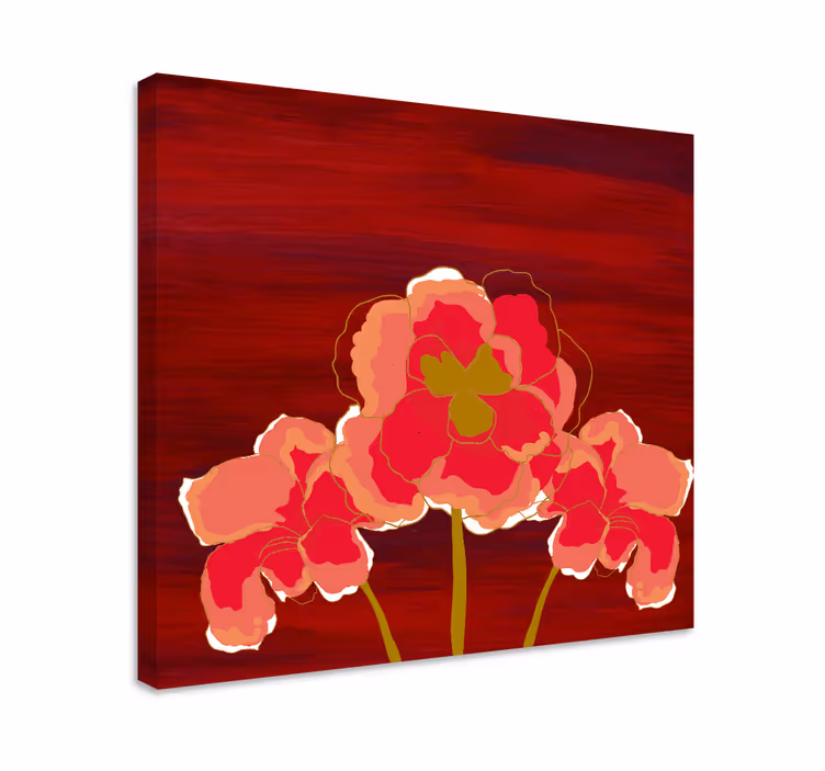 Värikäs kukka kolmikko canvas taulu - Tenstickers