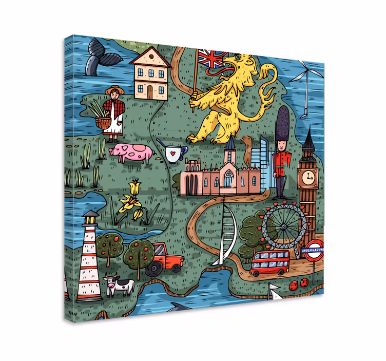 Englannin kartta canvas taulu - Tenstickers