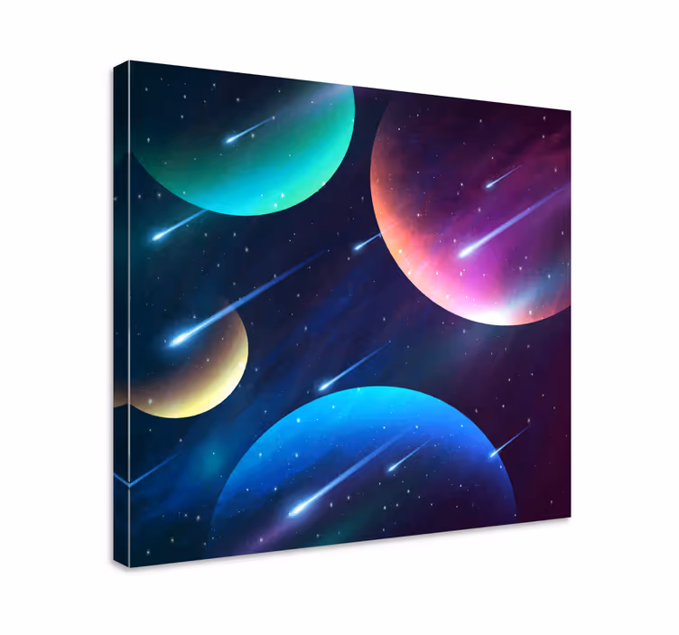 Salaperäinen avaruus putoavien tähtien kanssa lasten canvas - Tenstickers