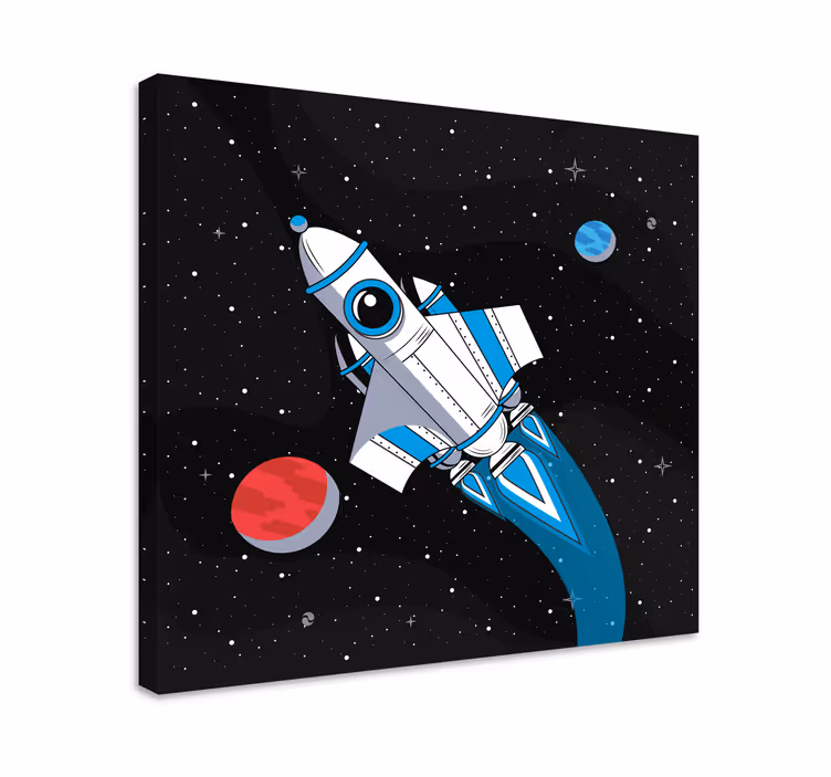Raketti avaruudessa videopeli canvas taulu - Tenstickers