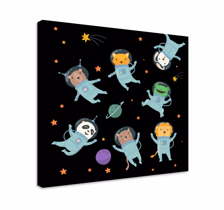 Kosminen eläinseikkailu canvas-taulu - Tenstickers