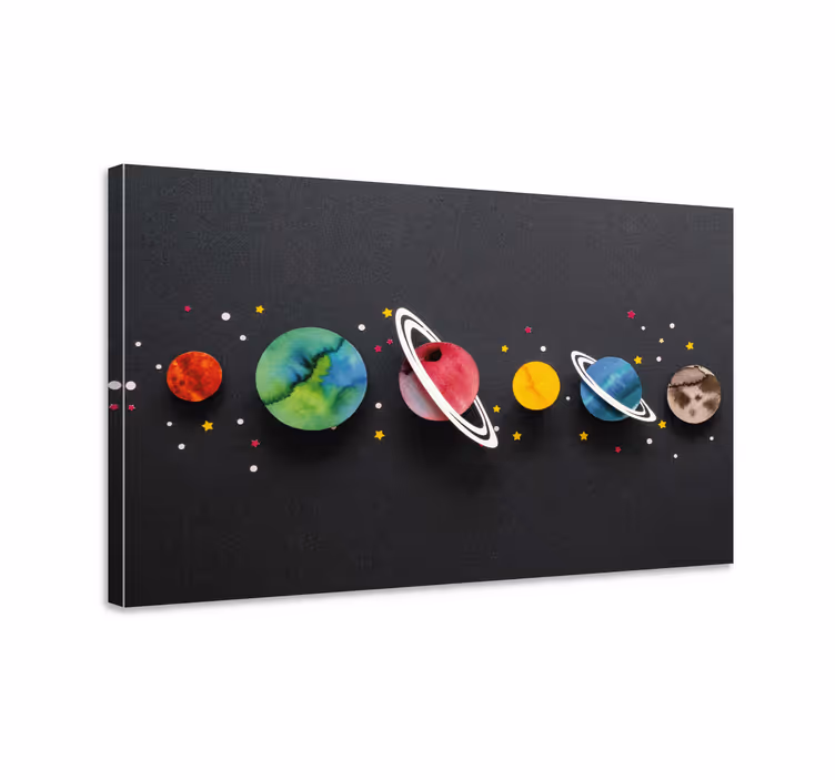 Sarjakuva planeetat linjassa lasten canvas - Tenstickers