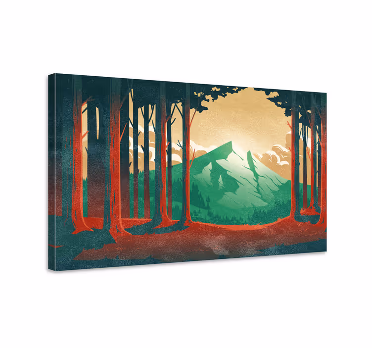 Vuoria ja puita maisema canvas taulu - Tenstickers