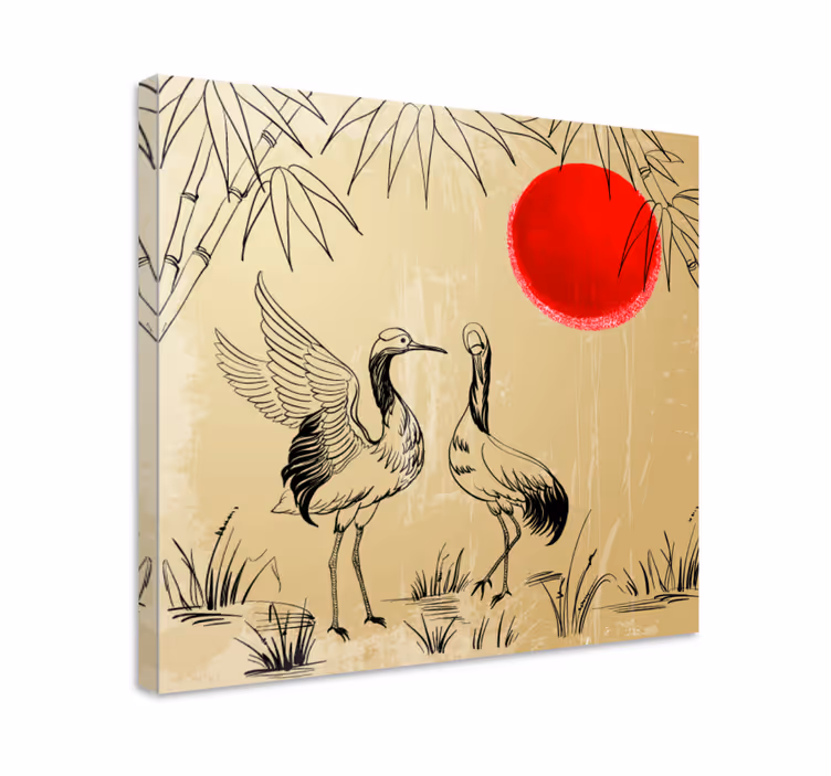 Kiinalaiset vuoret haikaroita aurinkoja makuuhuone canvas - Tenstickers