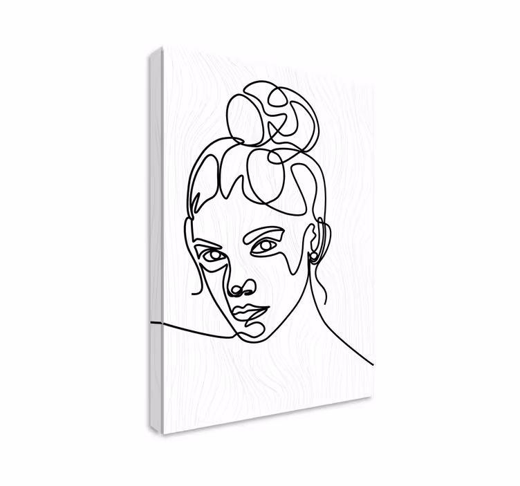 Naisen kasvot viivapiirrokset makuuhuone canvas - Tenstickers