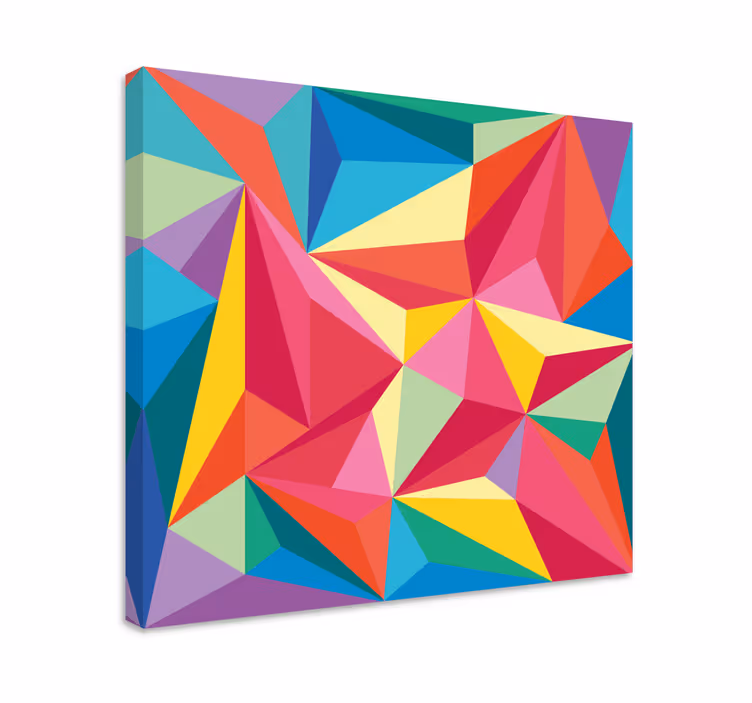 Värikäs kolmiokuvio geometrinen canvas taulu - Tenstickers