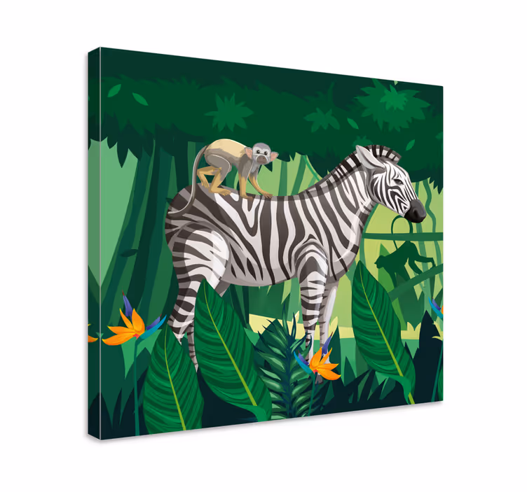Kirahvi seepra ja apina lasten canvas - Tenstickers