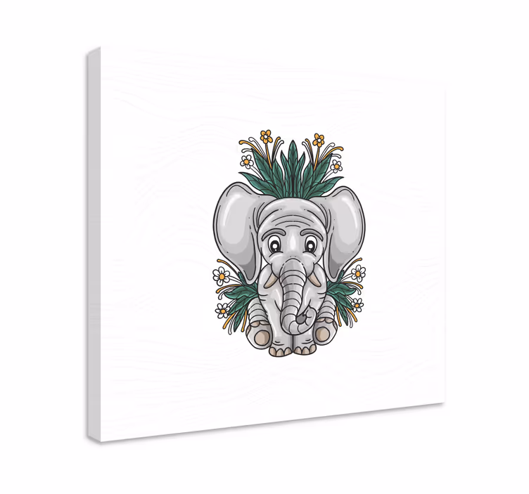 Piirustus harmaasta elefantti canvas - Tenstickers