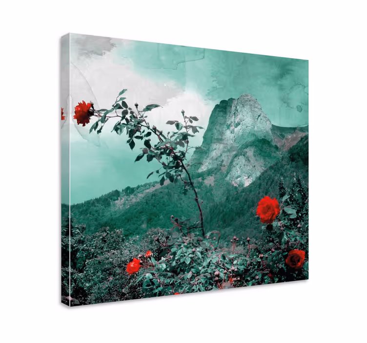 Vuori ruusu maisema canvas taulu - Tenstickers