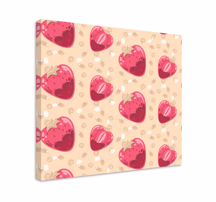 Mansikkasydänkuvio hedelmä canvas taulu - Tenstickers