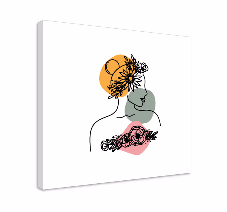 Hämmästyttävä nainen kukka kasvot canvas taulu kukka - Tenstickers