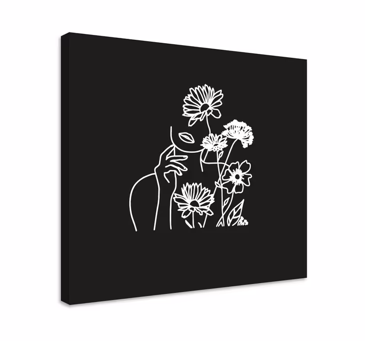 Minimalistinen naisten kukkakuvio kukka canvas taulu - Tenstickers