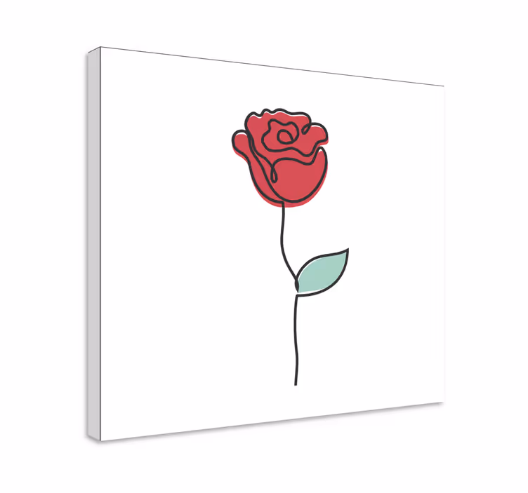 Elegantti punainen ruusu kukka ja kasvi canvas taulu - Tenstickers