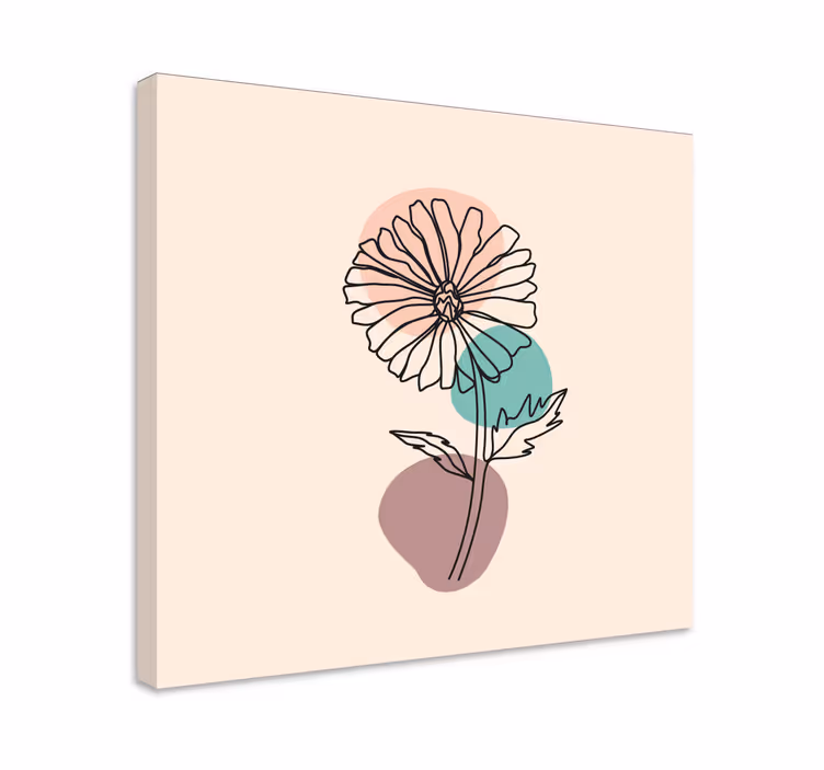 Yksittäinen kukka ääriviivana canvas-taulu - Tenstickers