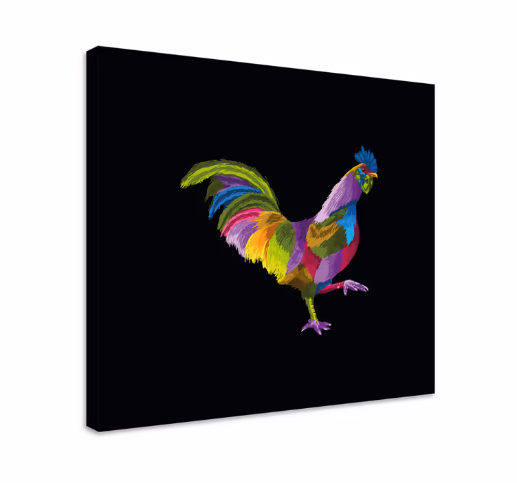 Värikäs kukkokuvio lintu canvas taulu - Tenstickers