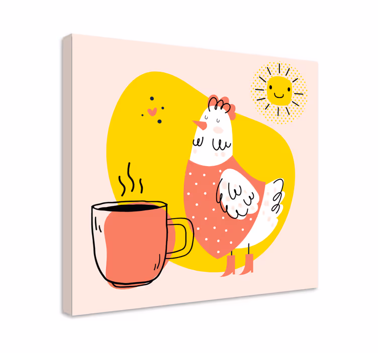 Iloinen kana aamu eläin canvas taulu - Tenstickers