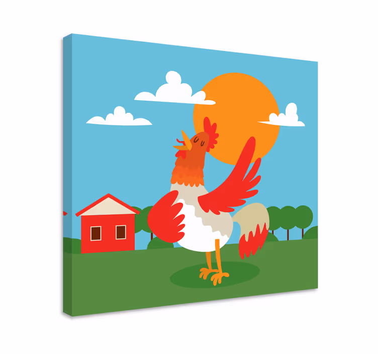 Kukko sarjakuva aamulla lintu canvas - Tenstickers