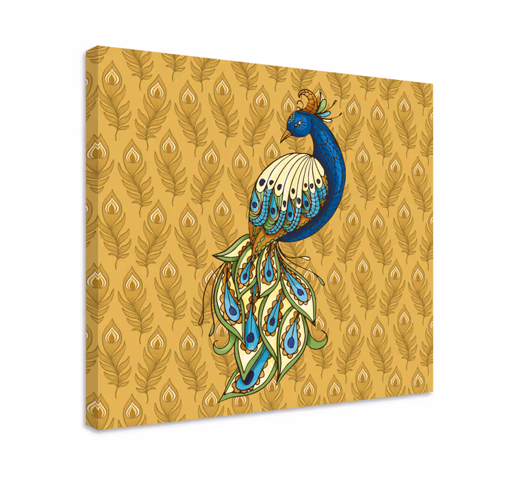 Kukka kalkkuna kultaisia kukkia lintu canvas - Tenstickers