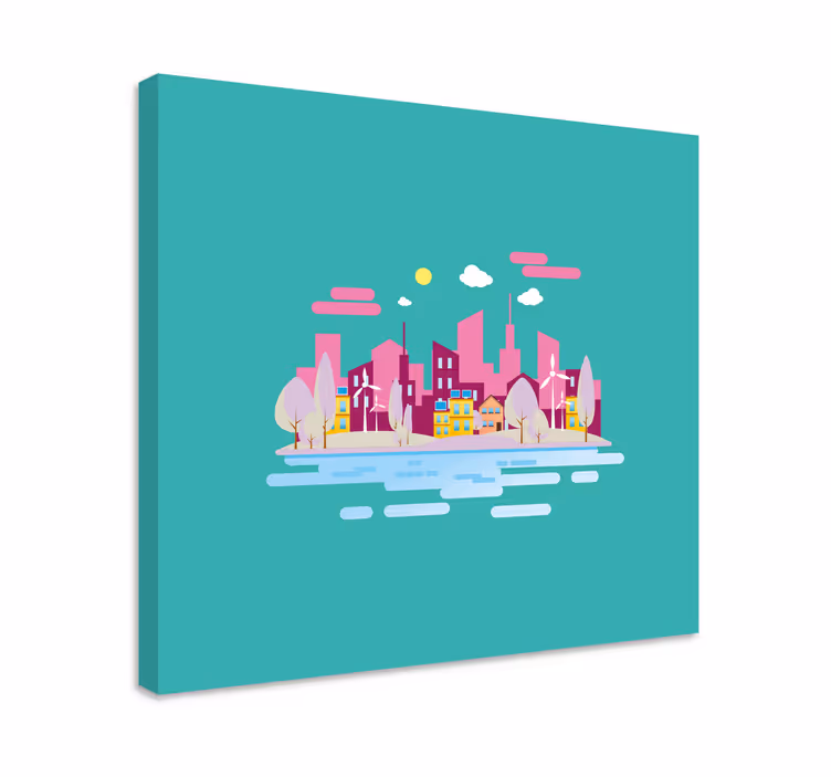 Värikäs kaupunkimaisema canvas taulu - Tenstickers