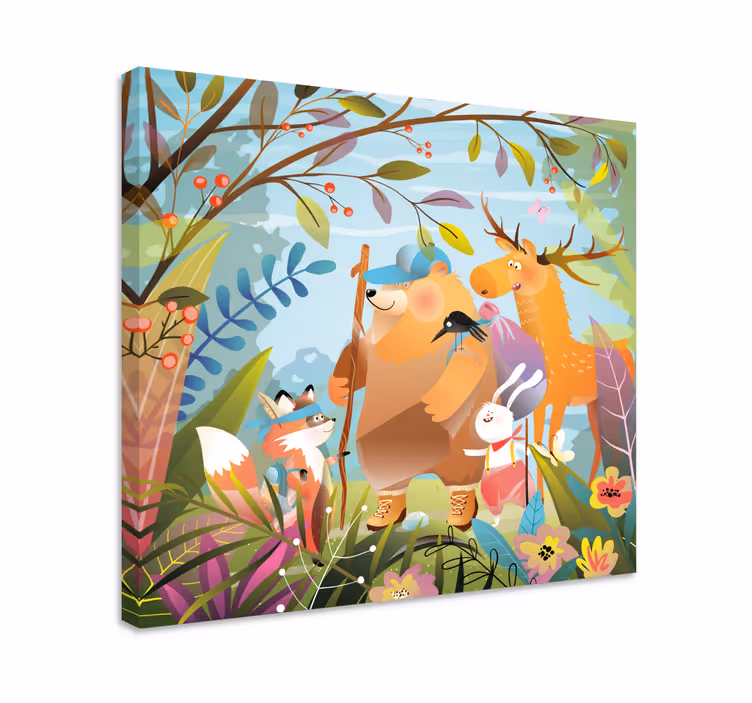 Metsäystävien seikkailu eläin canvas taulu - Tenstickers
