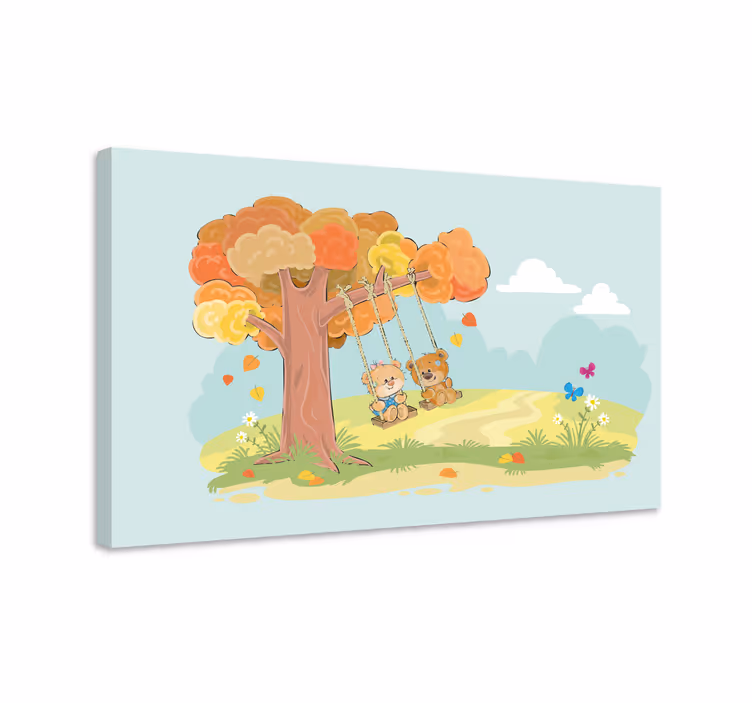 Nallekarhut metsässä lasten canvas - Tenstickers