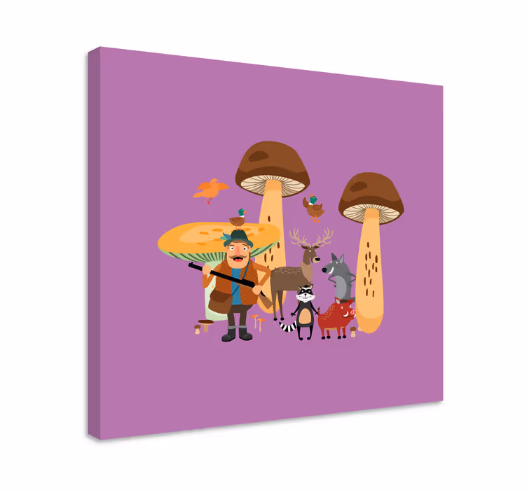 Linnut sienimetsässä lasten canvas - Tenstickers