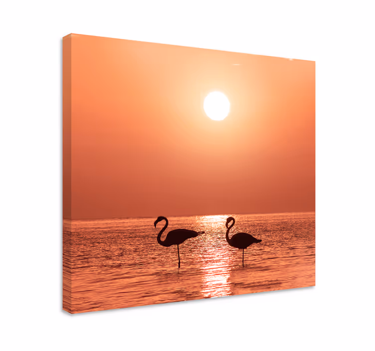 Flamingot auringonlaskussa lintutaulu - Tenstickers