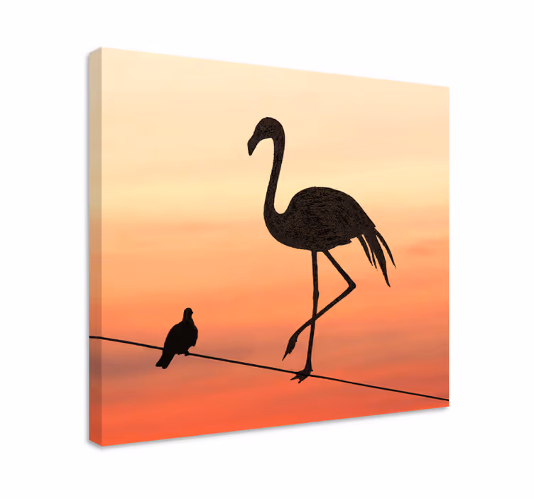 Flamingo ja lintujen suunnittelu Canvas eteiseen - Tenstickers