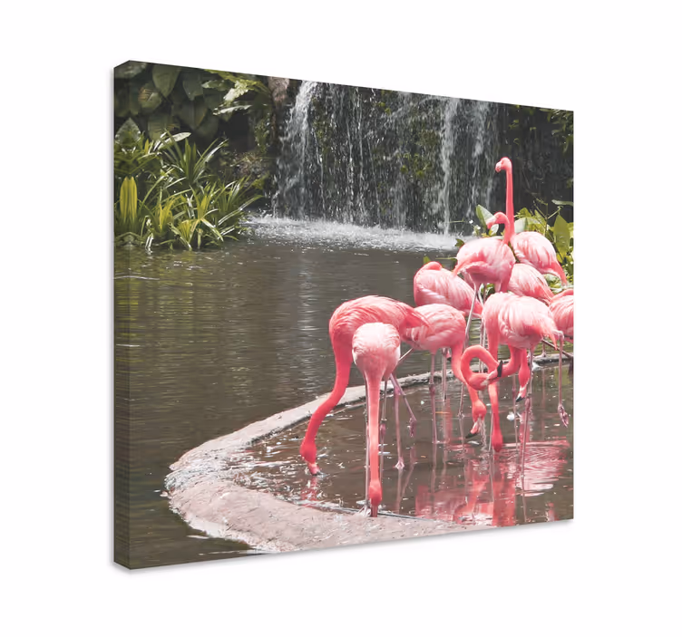 Mukava maisema vaaleanpunainen flamingoja canvastaulu keittiöön - Tenstickers