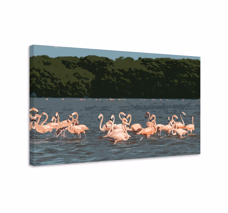 Flamingo parvi muodostelma lintutaulu canvas - Tenstickers
