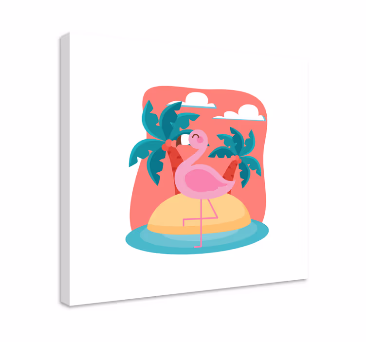 Flamingo saarella eläin canvas taulu - Tenstickers