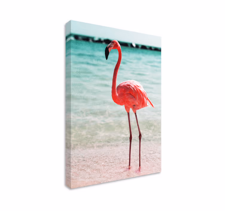 Söpö flamingoja rannalla canvas avioliitto huoneeseen - Tenstickers