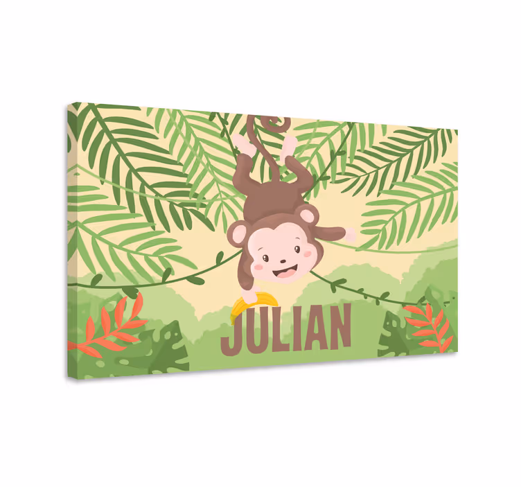Apina roikkuva hauskuus dinosaurus canvas taulu - Tenstickers